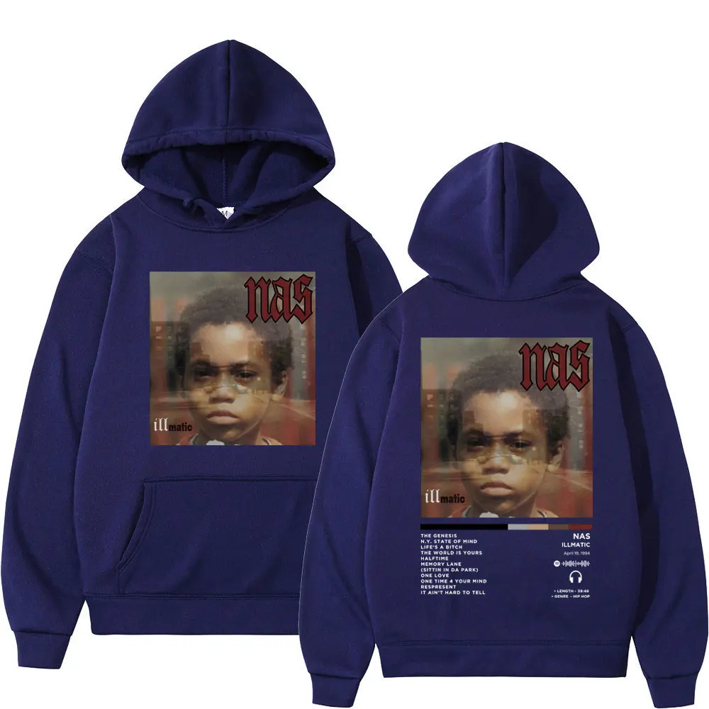 Худи с принтом альбома rapper nas illmatic для мужчин и женщин - Фотография_3