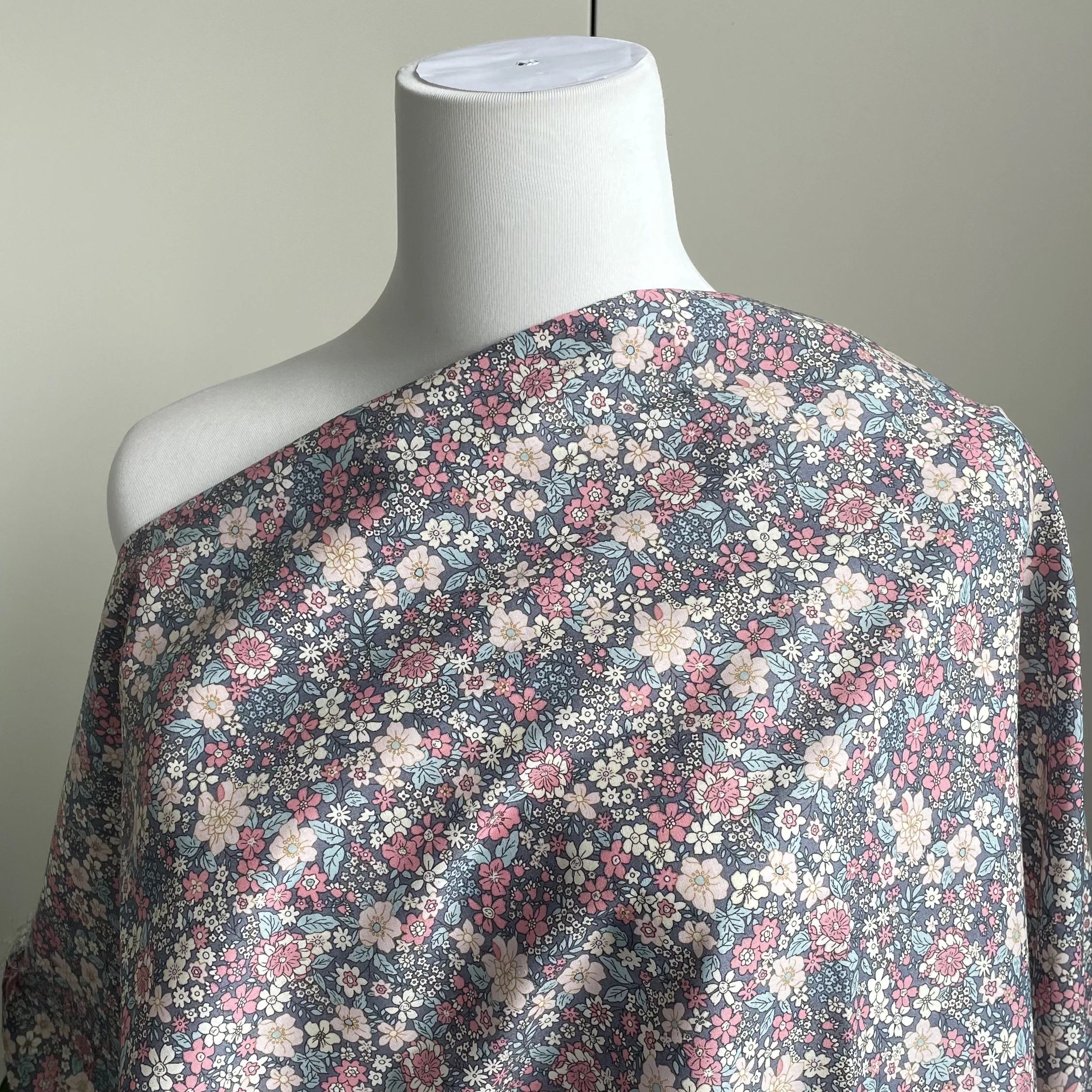 Ретро синий серый 100% хлопок поплин - Фотография_6