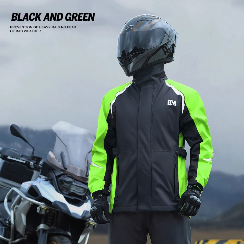 Мужской мотоциклетный комплект из дождевика и брюк - Фотография_4
