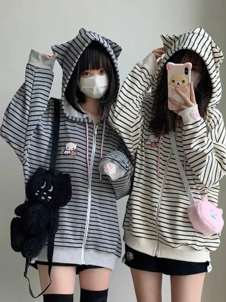 Qweek японская толстовка на молнии в стиле харадзюку kawaii - Фотография_4