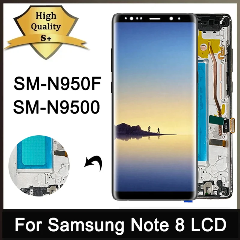 Экран note 8, экран с рамкой для samsung note8 n950f n950u n950w n950fd