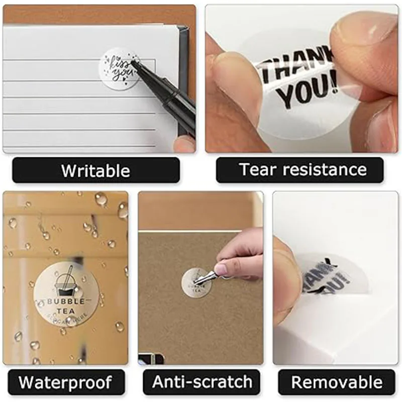 Прозрачная круглая прямоугольная термоэтикетка в рулоне - Фотография_2