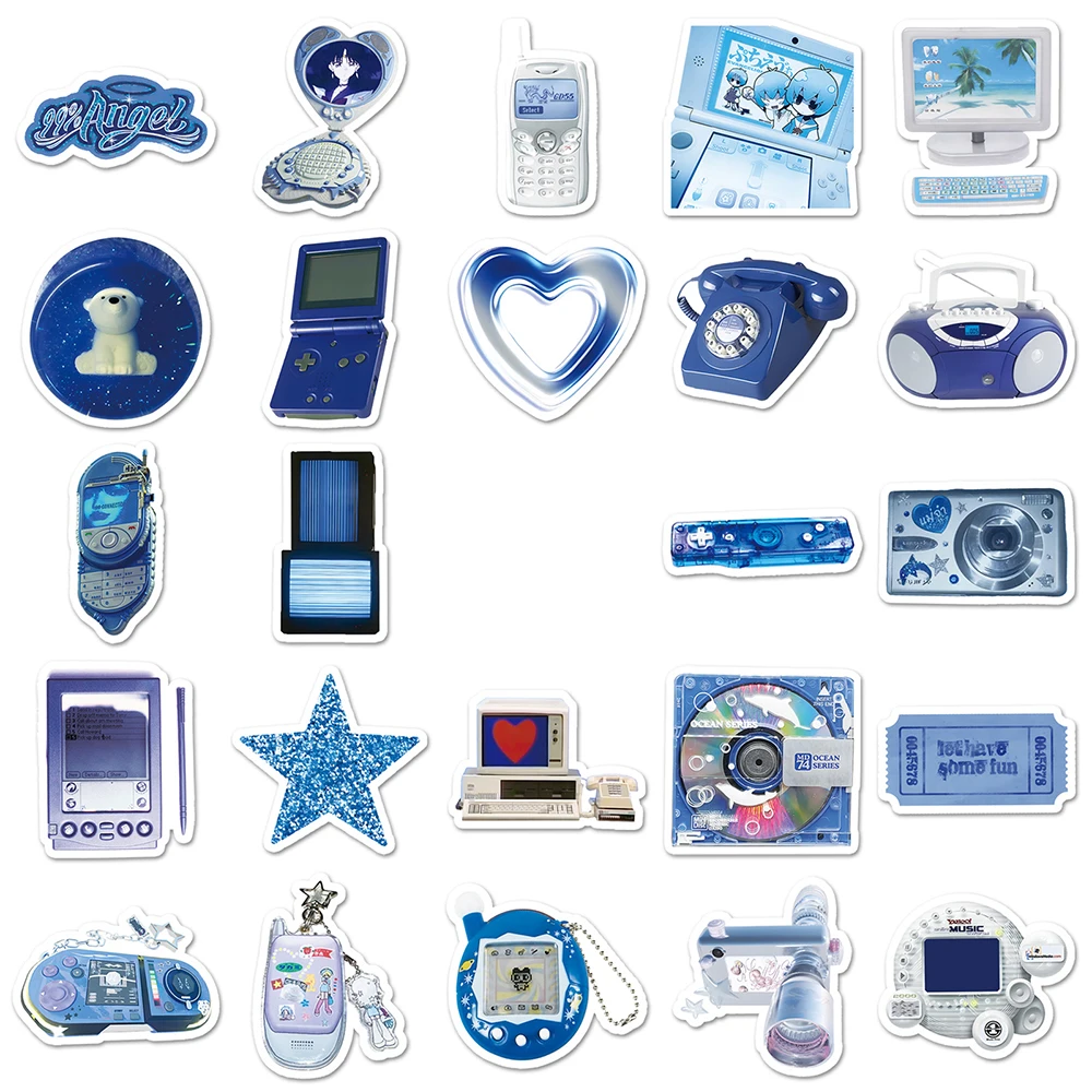Ретро y2k синие наклейки электронные - Фотография_6