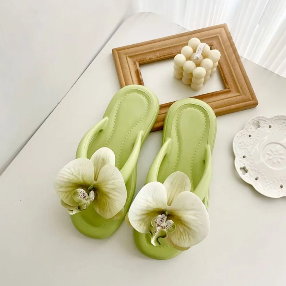 Модные летние тапочки с бабочкой и орхидеей