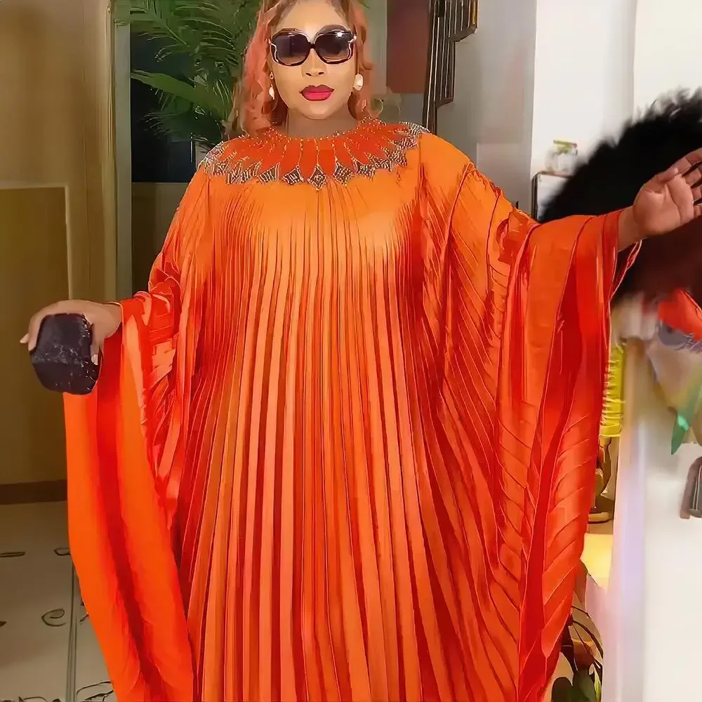 Платье женское длинное плиссированное в африканском стиле