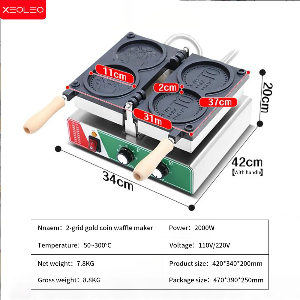 Вафельница xeoleo электрическая с золотыми монетами - Фотография_2