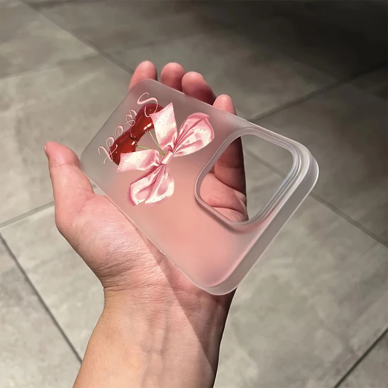 Cute cherry bowknot clear phone - Фотография_5