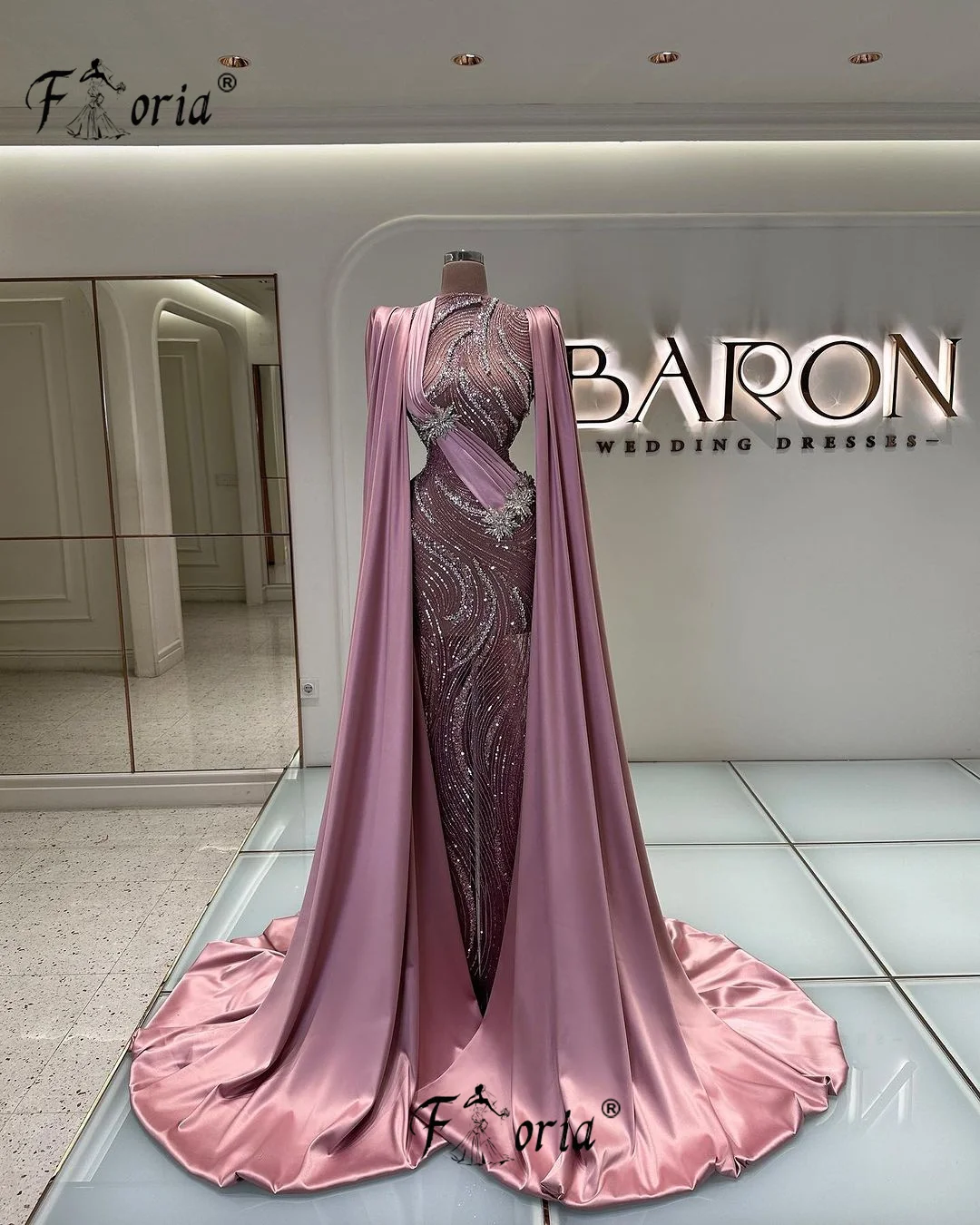 Modest pink evening wedding dresses - Фотография_4