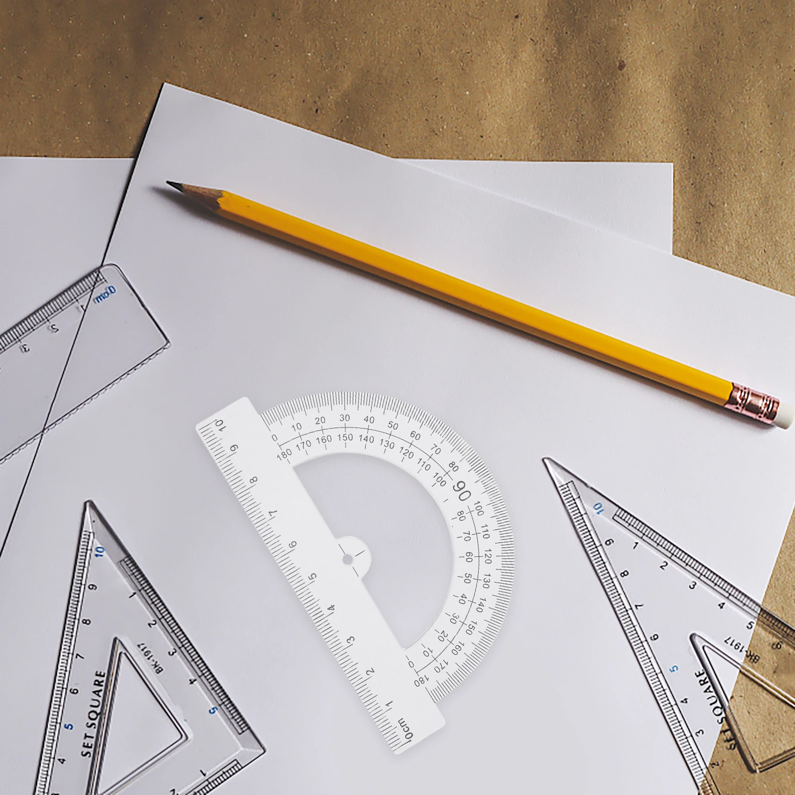 Транспортир, инструмент для рисования для измерения математического угла - Фотография_4