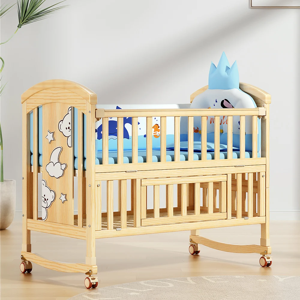 Новая трансформируемая детская кроватка-качалка из цельного дерева - Фотография_3