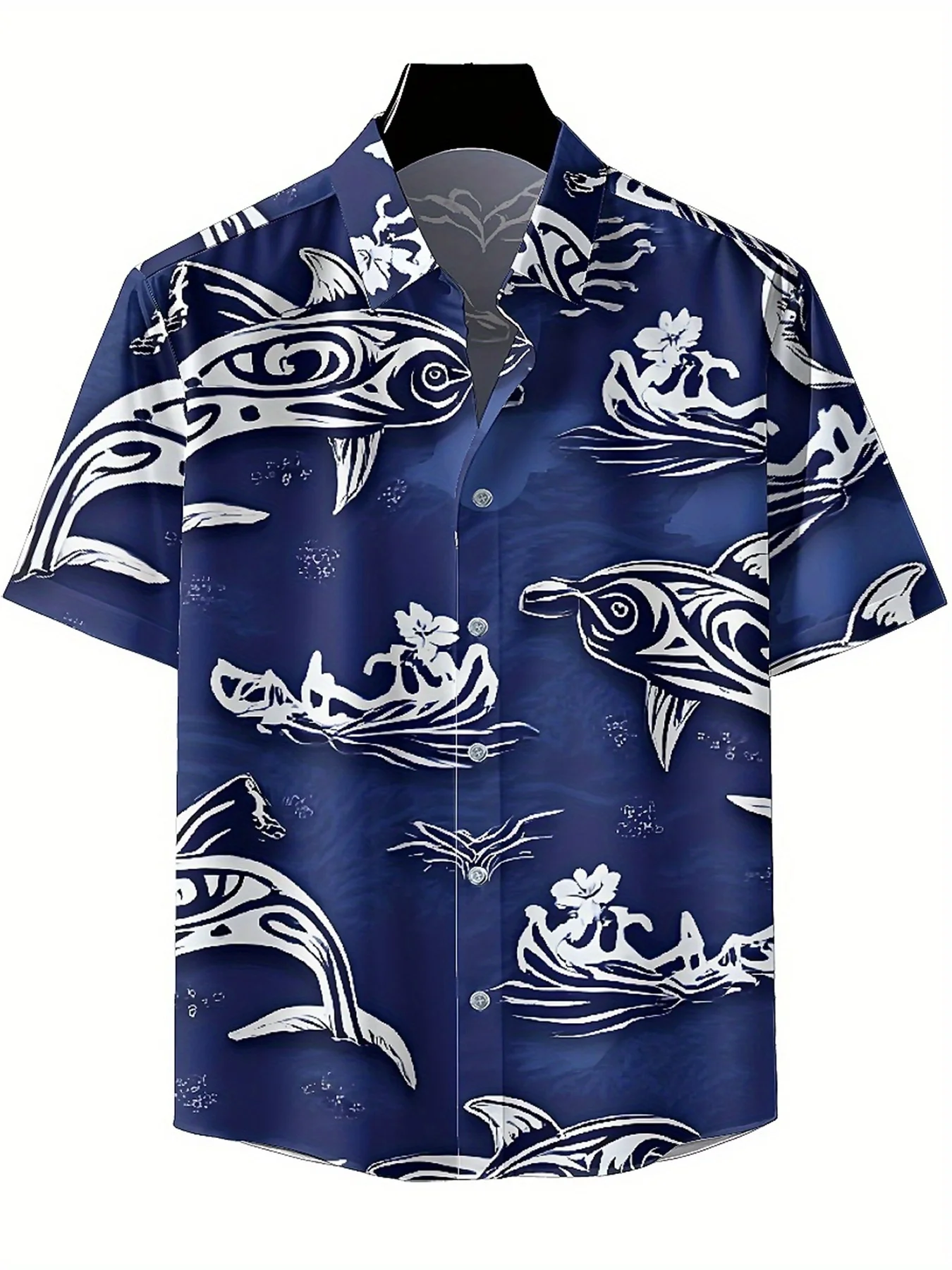Мужские гавайские рубашки больших размеров с рисунком океанского эльфа - Фотография_2