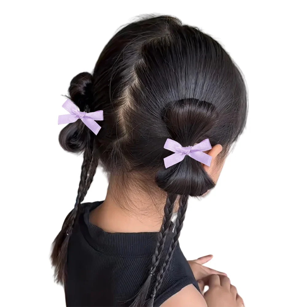 Детский милый однотонный мини-бантик с заколкой для волос - Фотография_4