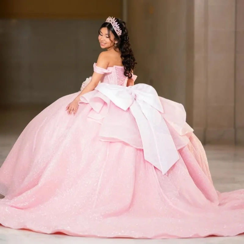 Блестящие розовые платья quinceanera - Фотография_4