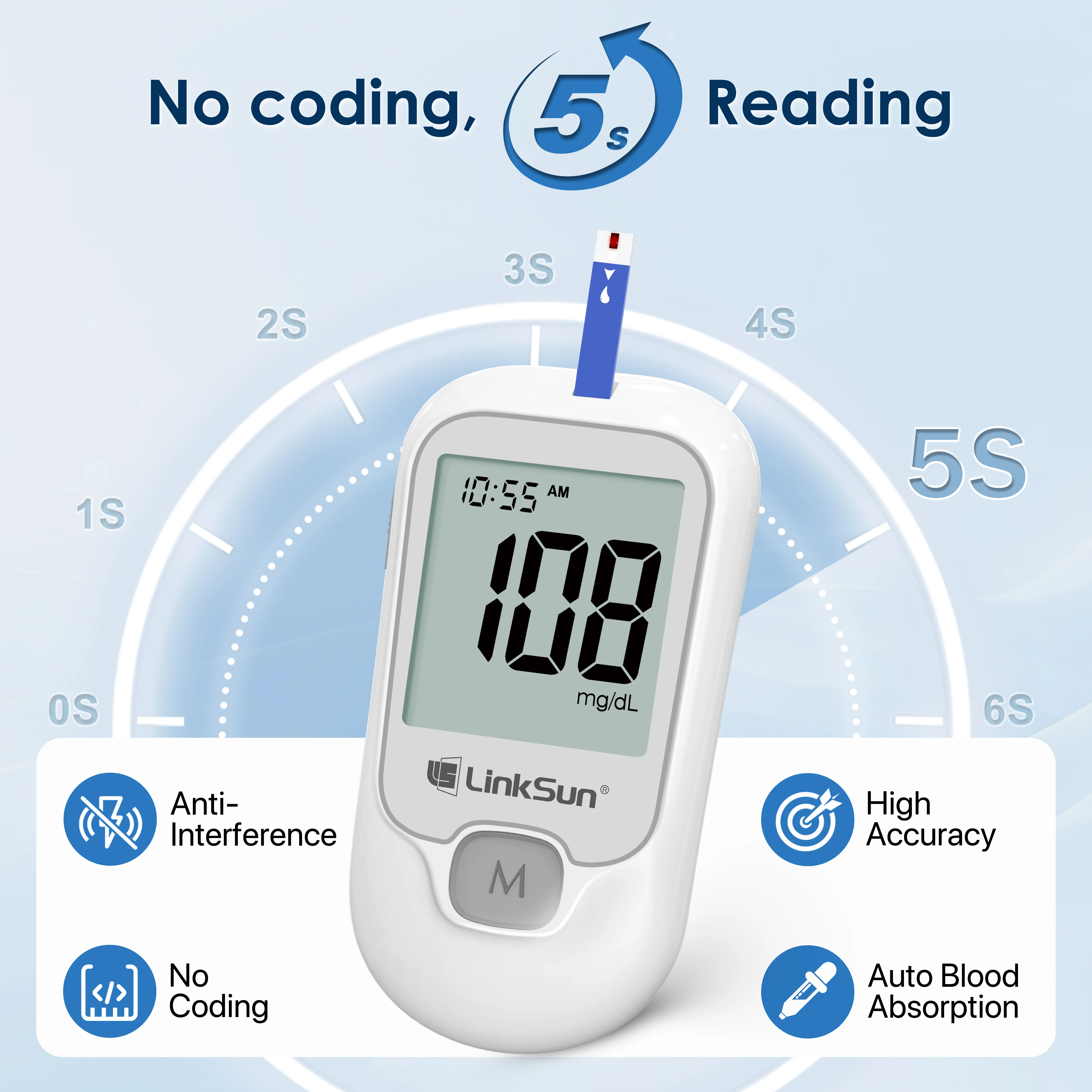 Linksun g-425-1 комплект измерения уровня глюкозы в крови - Фотография_3