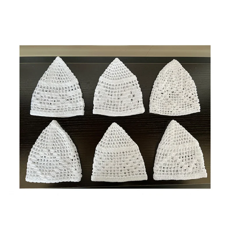 Белая полая дышащая эластичная арабская мужская вязаная шапка - Фотография_2