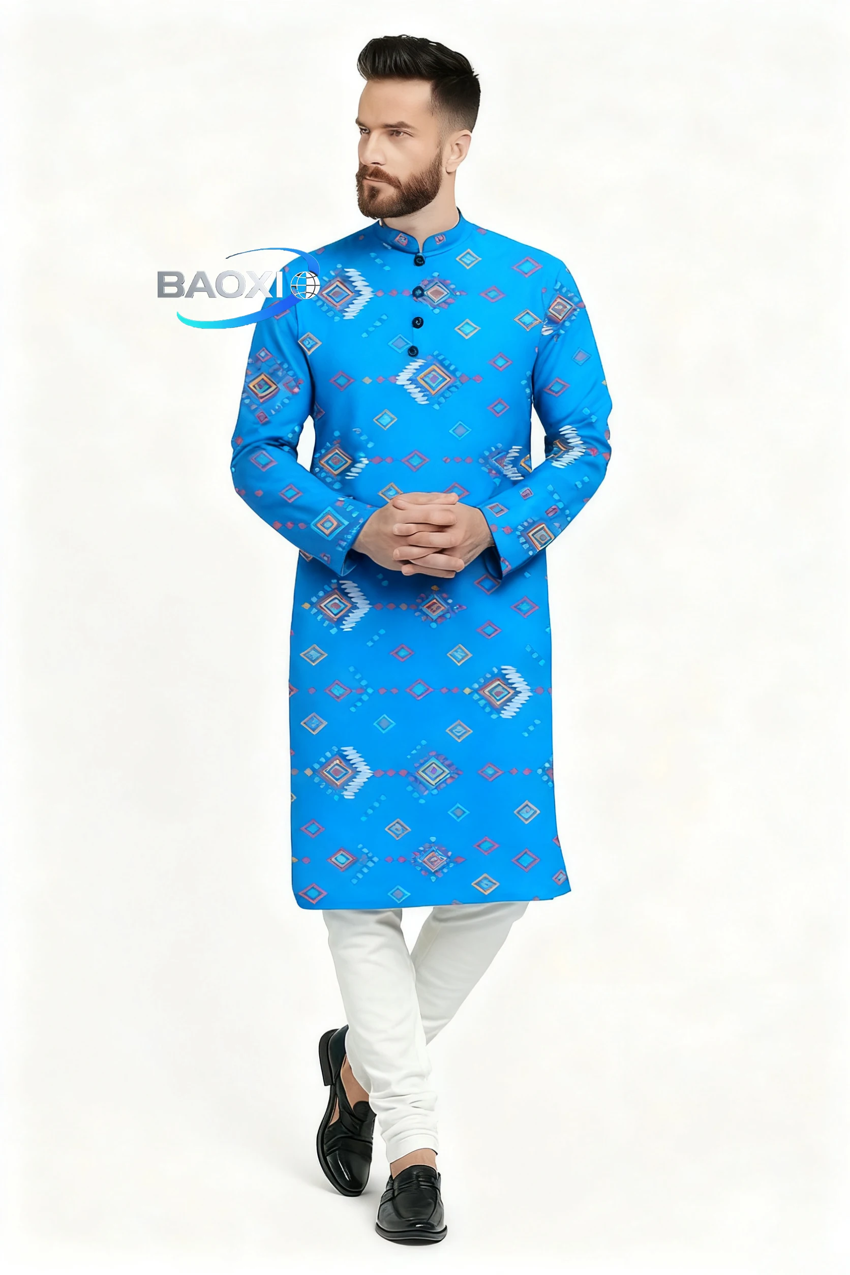 Мужская курта с цифровым принтом постоянного кроя - Фотография_6