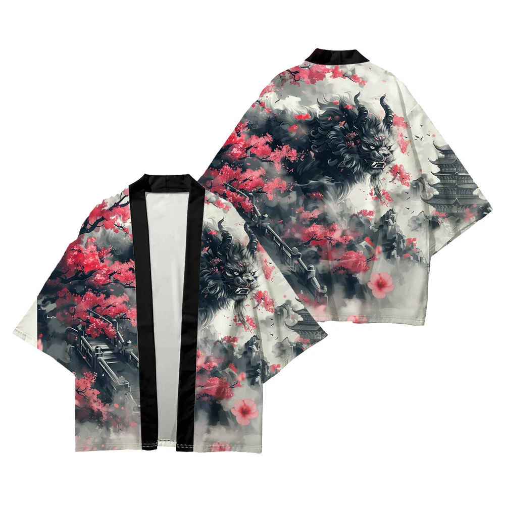 Nine tailed fox demon printed kimono - Фотография_4
