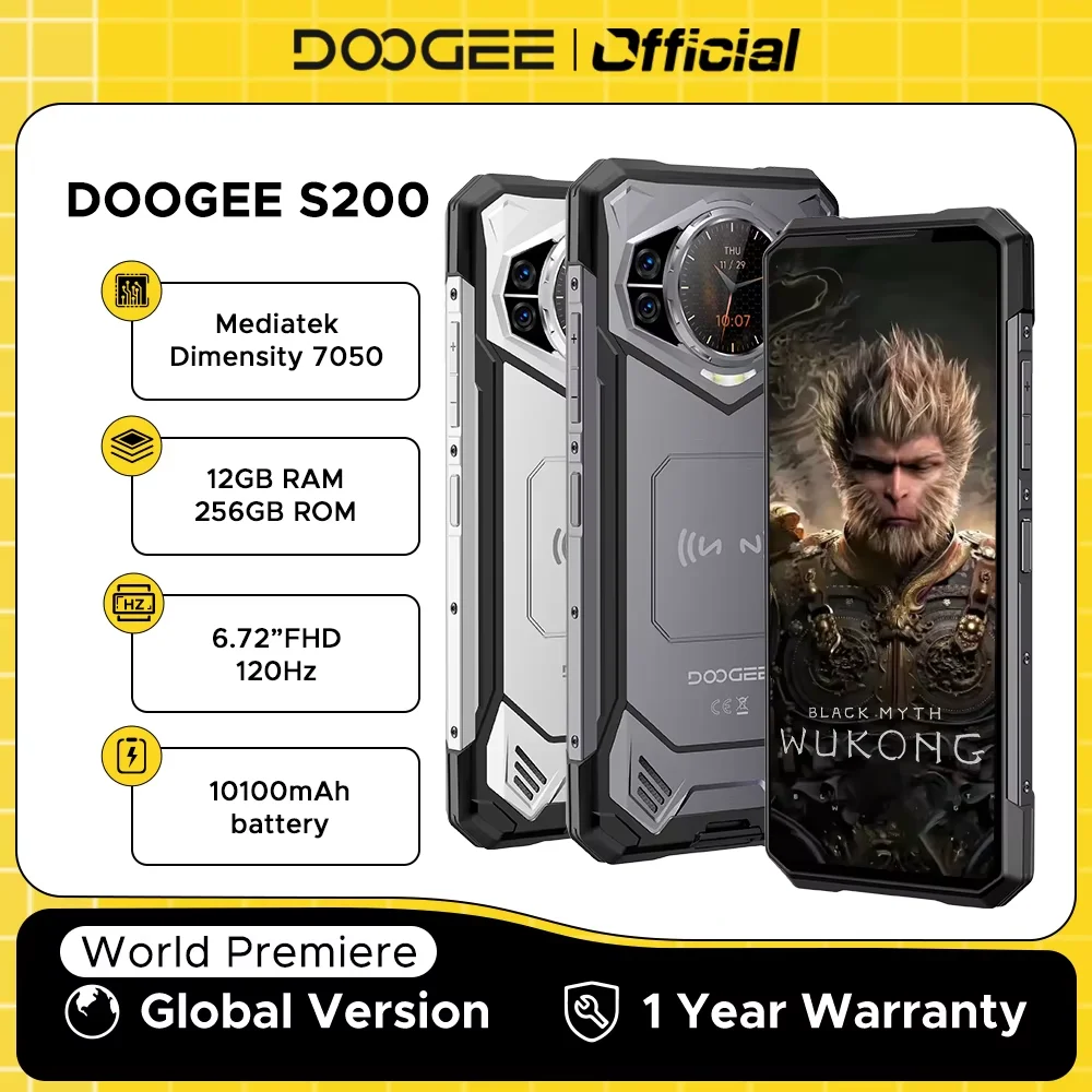 Глобальная версия doogee s200 5g прочный телефон 12 гб 256 гб 6