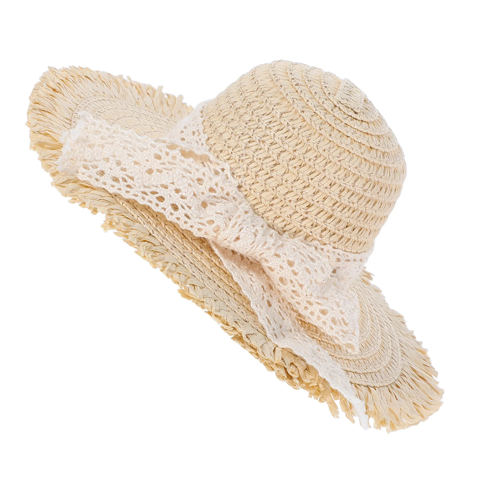 Миниатюрные соломенные шляпы с кружевной лентой и акцентами - Фотография_5