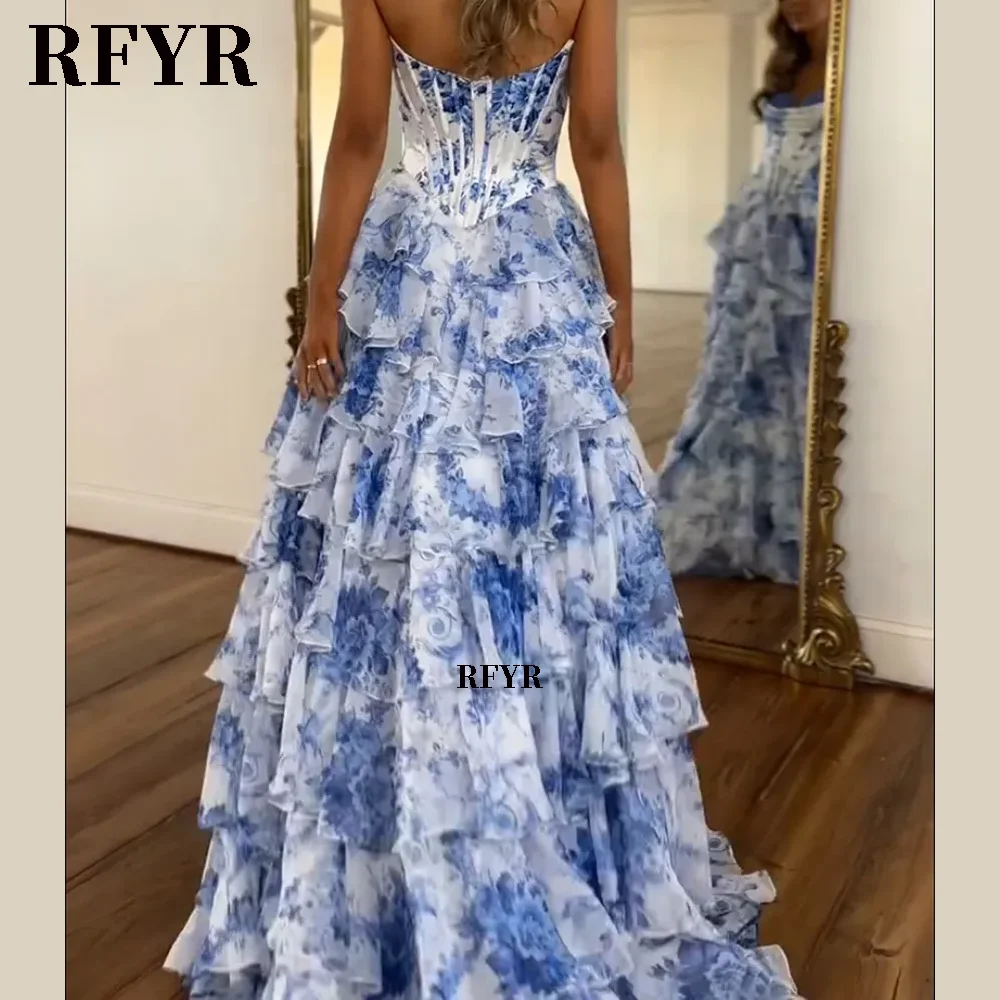 Rfyr a line floral prom vestidos - Фотография_2