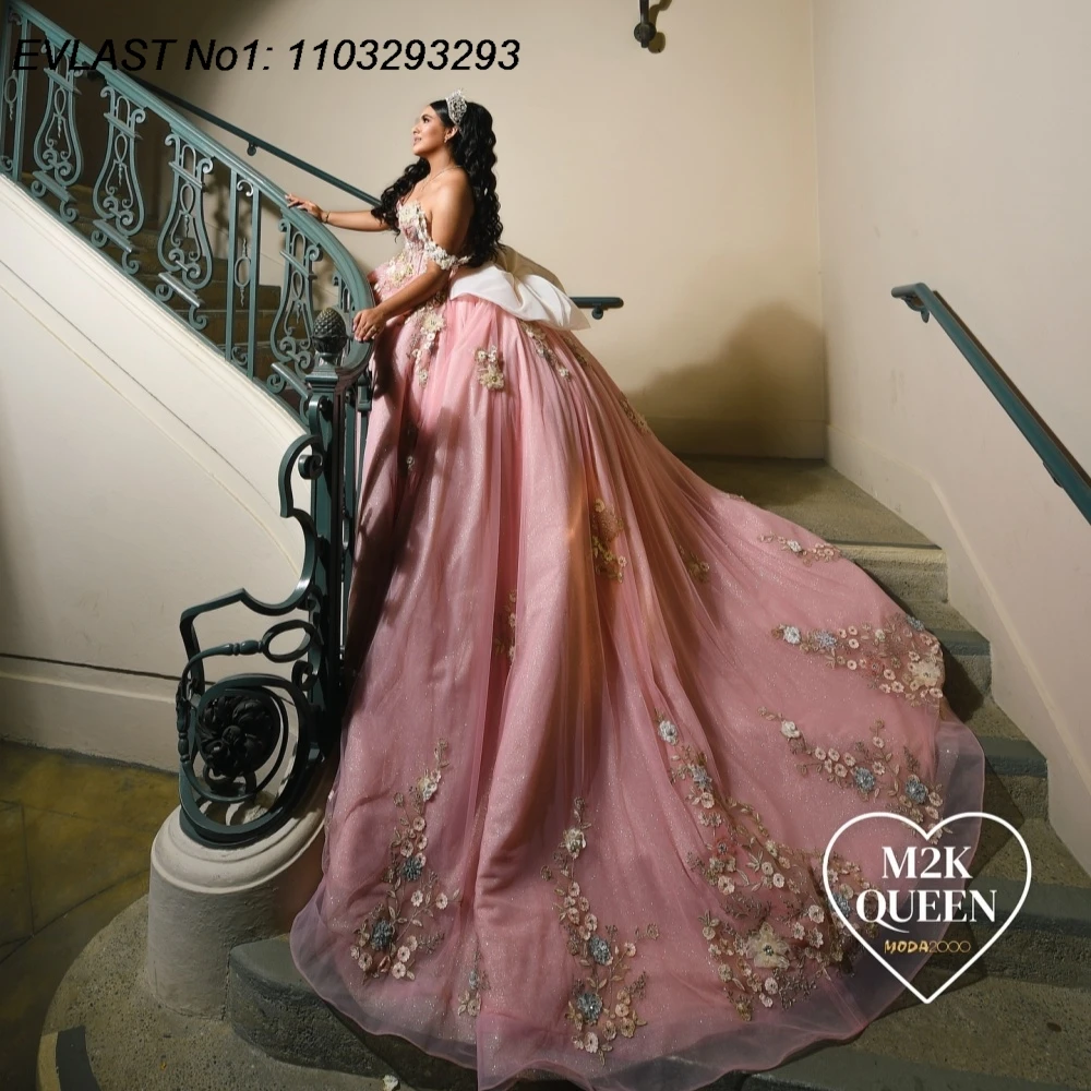 Evlast блестящее розовое платье quinceanera по индивидуальному заказу - Фотография_4