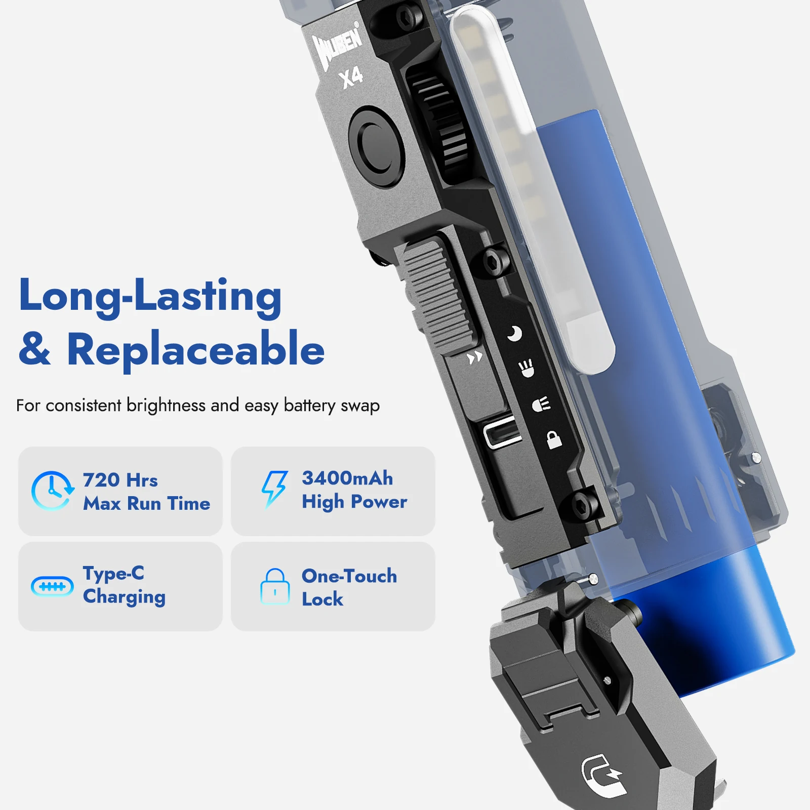 Плоский фонарик wuben x4 edc с rgb-подсветкой - Фотография_4