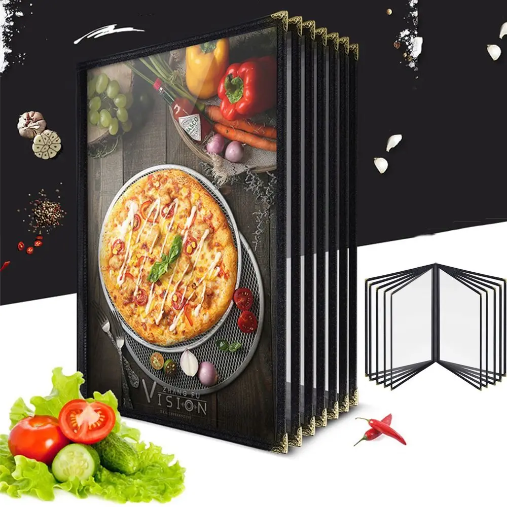 Складная прозрачная обложка для меню из пвх