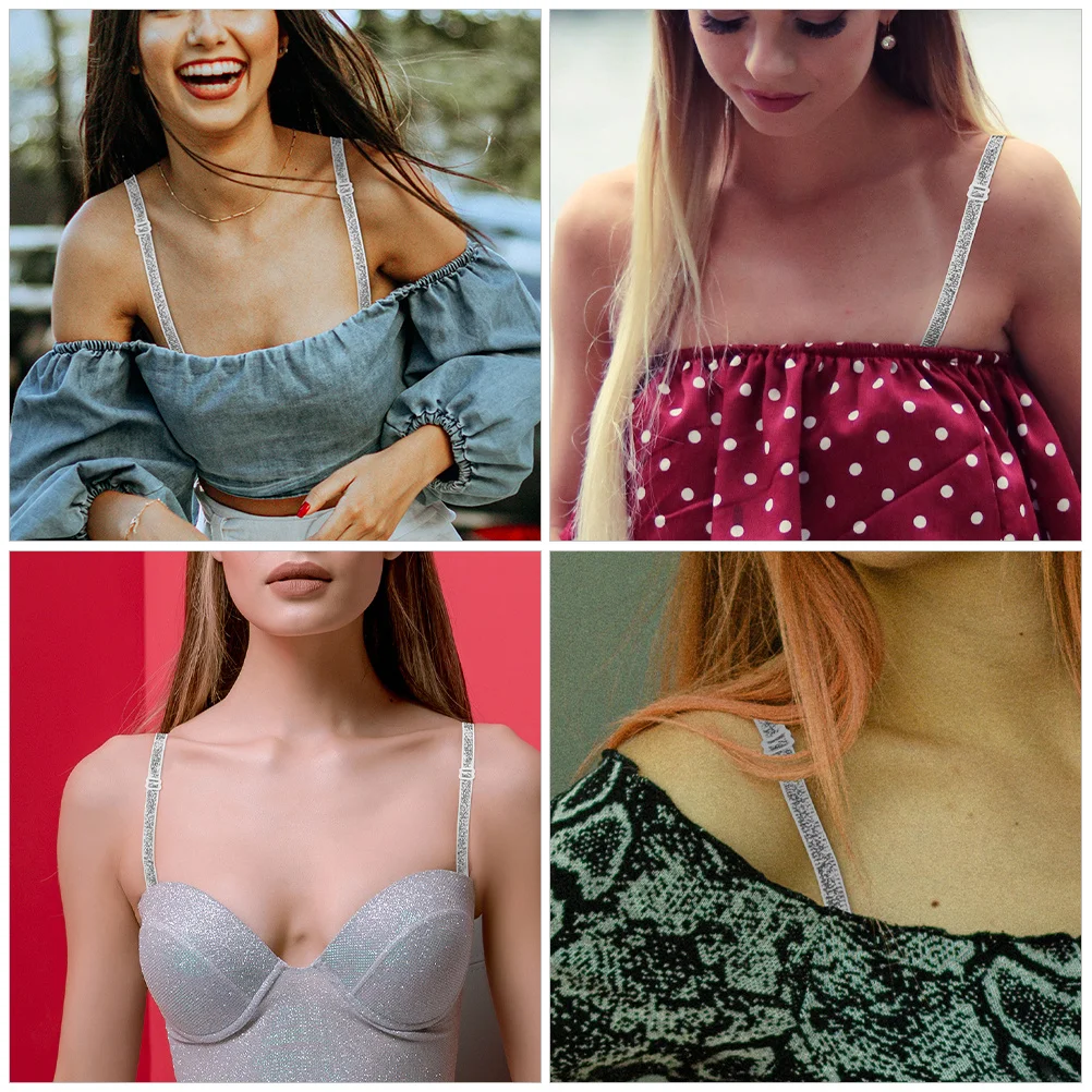 2 пары блестящих регулируемых бретелей для бюстгальтера - Фотография_4