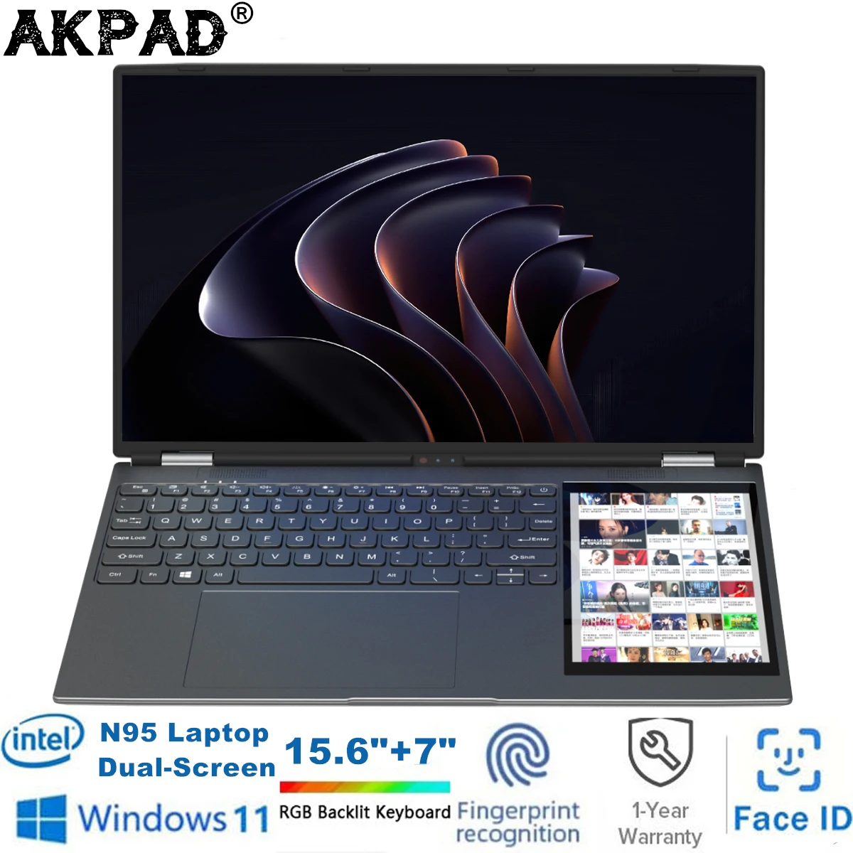 Ноутбук akpad с двойным экраном 15