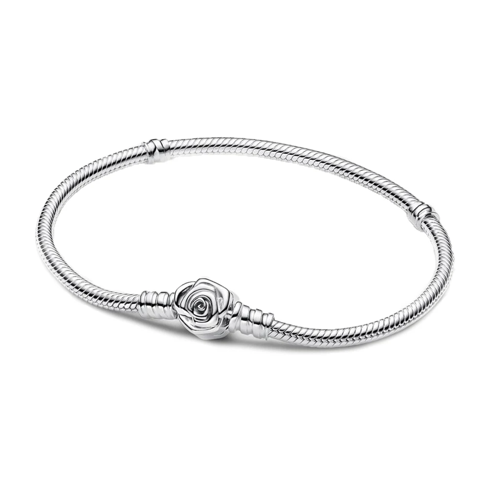 Классический браслет из стерлингового серебра 925 пробы с розами - Фотография_4