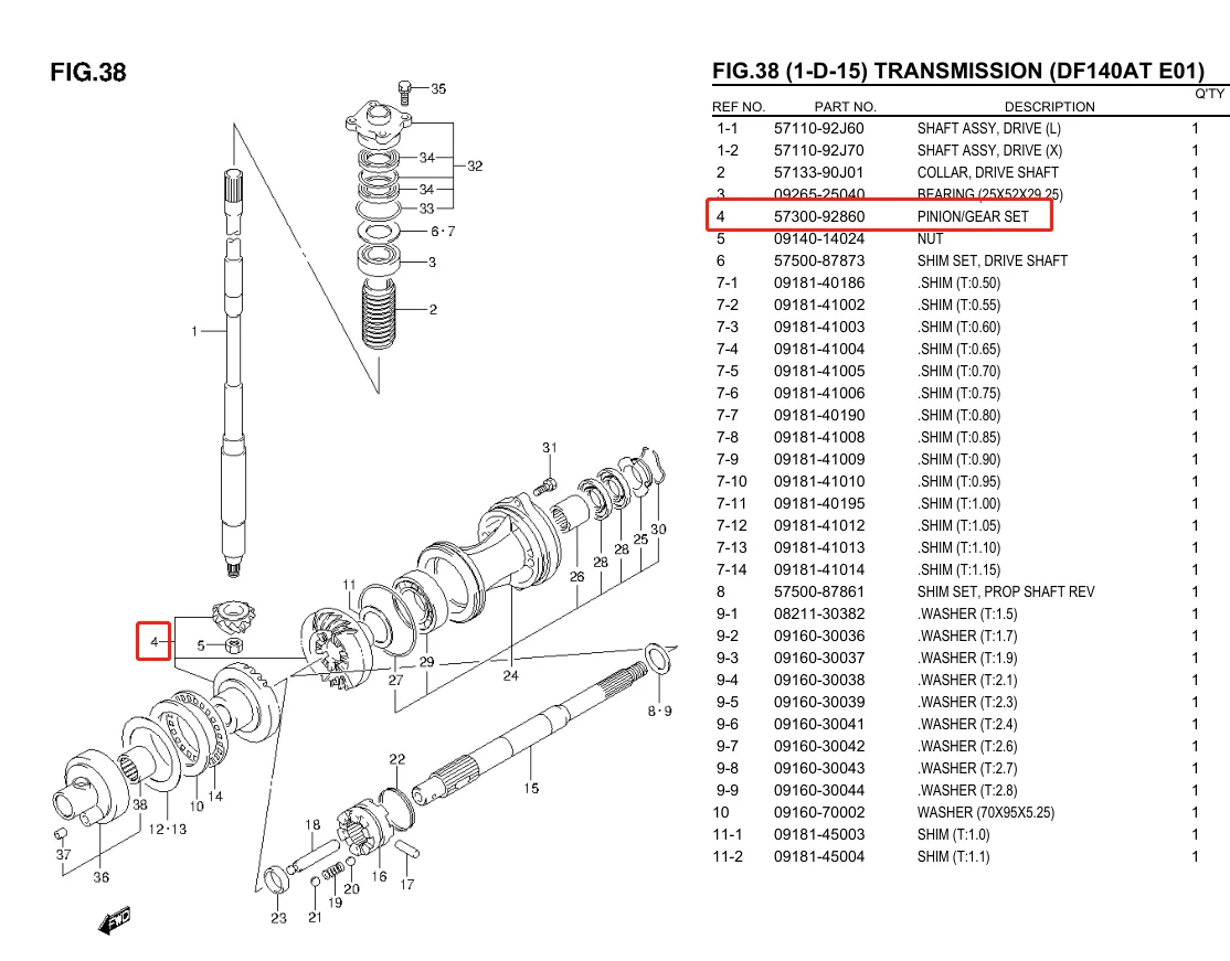 Комплект редукторов pinon 57300-92862 - Фотография_4