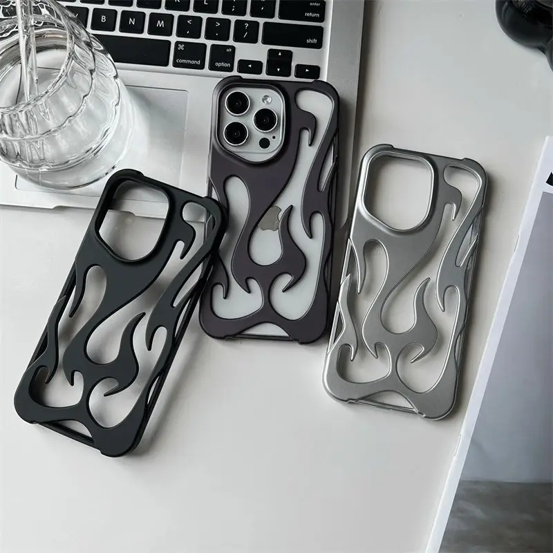 Новый полый тонкий чехол для телефона с 3d пламенным узором для iphone 17 - Фотография_5