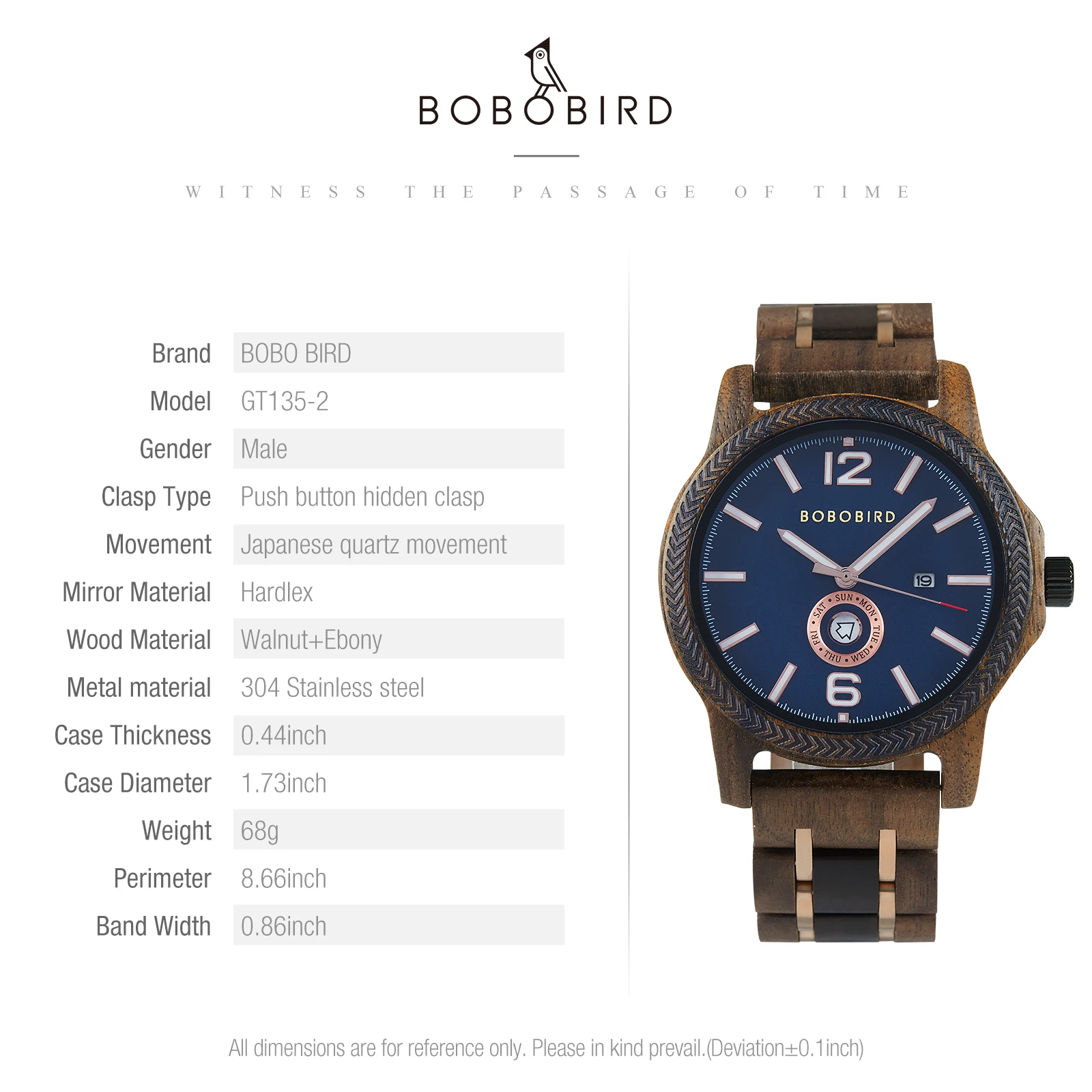 Деревянные мужские часы bobobird - Фотография_3