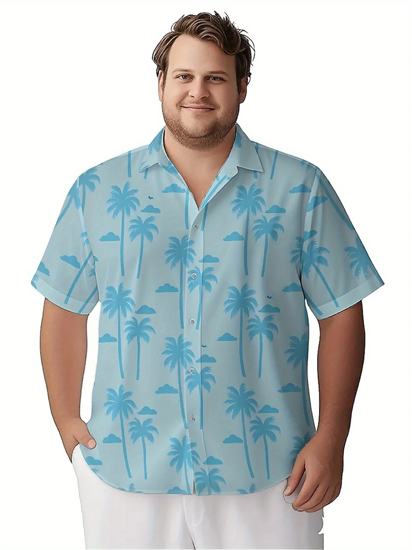 Мужские гавайские рубашки больших размеров с тропическим летним узором - Фотография_3