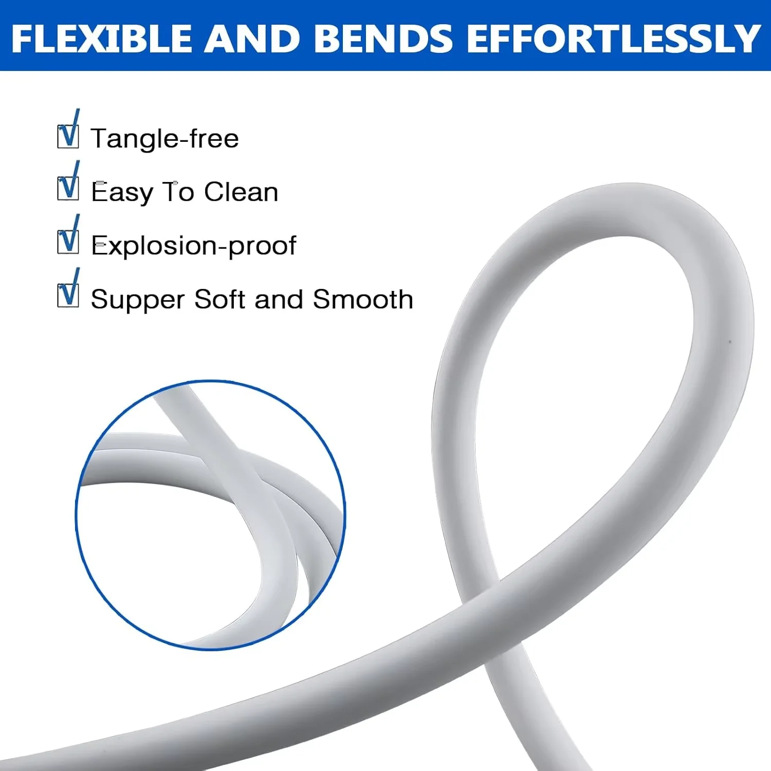 М силиконовый гибкий душевой шланг - Фотография_5