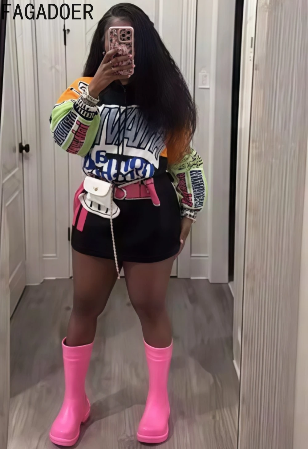 Весенние новые толстовки fagadoer с буквенным принтом в стиле ретро - Фотография_3