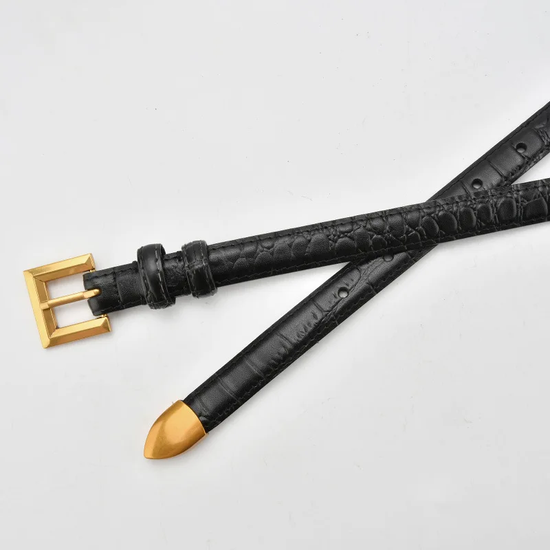 Пояс из натуральной кожи с крокодиловым узором - Фотография_2