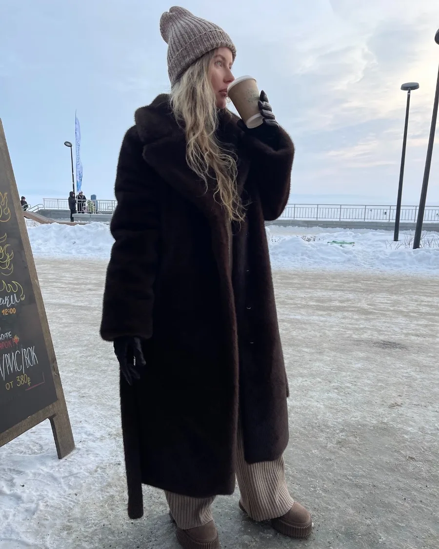 Коричневое винтажное макси-пальто - Фотография_5