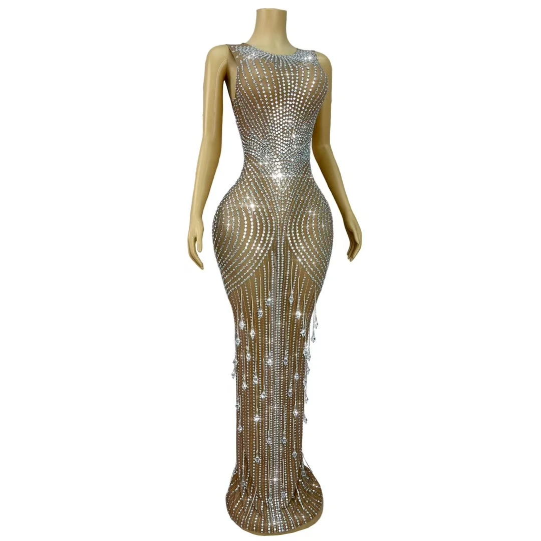 Guyawen элитное роскошное блестящее платье с подвесками и кристаллами - Фотография_2