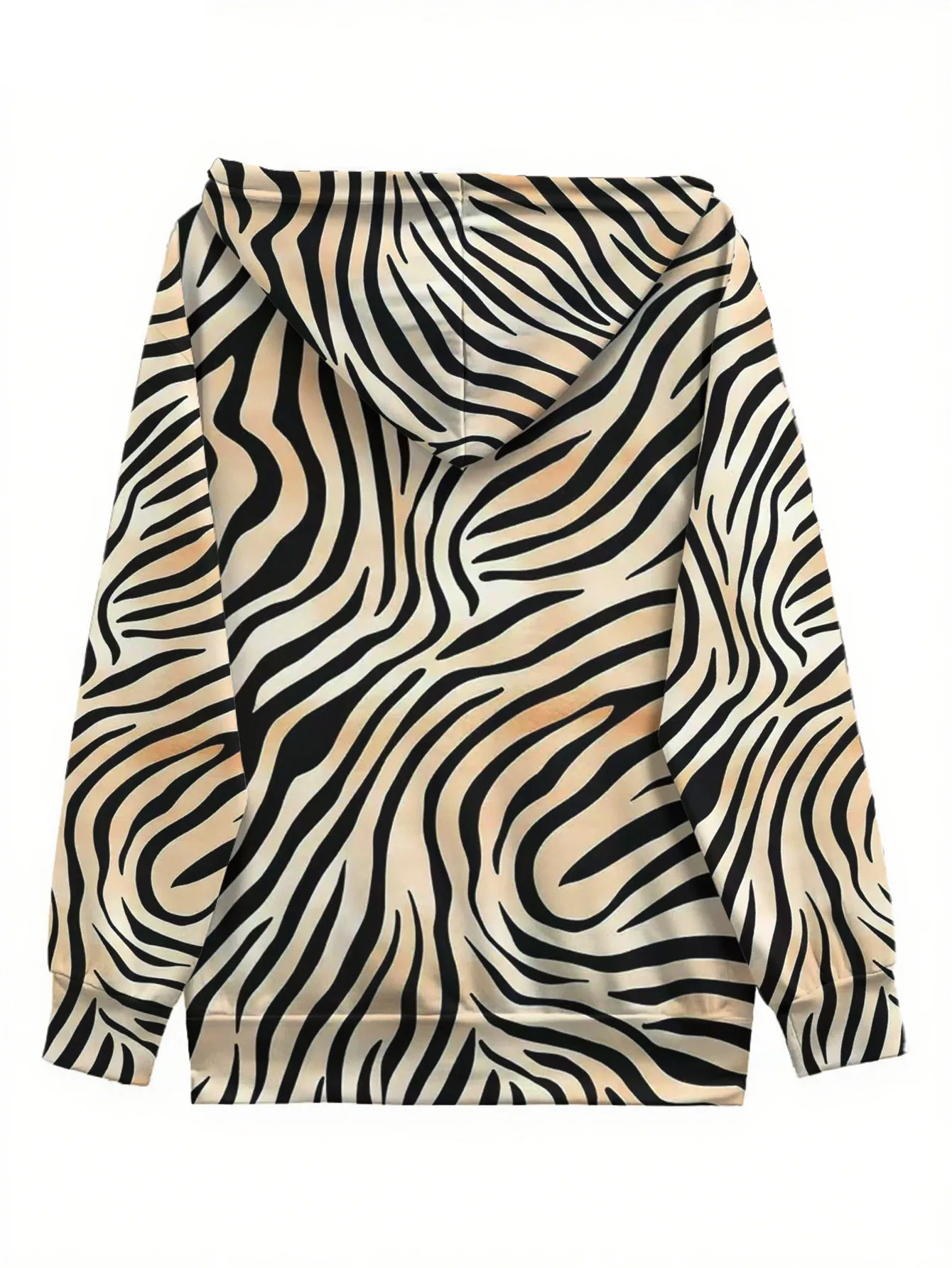 Шикарная толстовка на молнии с объемным принтом в полоску зебры - Фотография_5