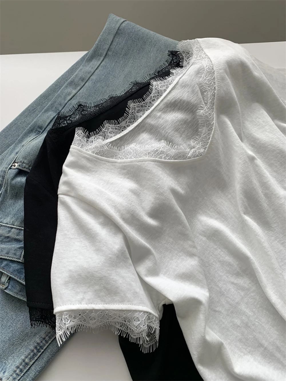 Женская однотонная модная простая базовая футболка - Фотография_5