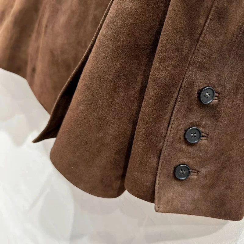 Женский замшевый кожаный пиджак большого размера - Фотография_6