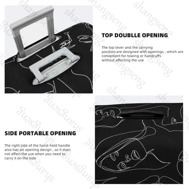 Линейный художественный толстый эластичный защитный чехол для багажа - Фотография_3