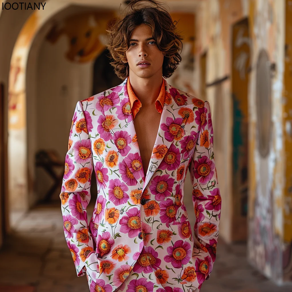 Мужской красочный цветочный принт