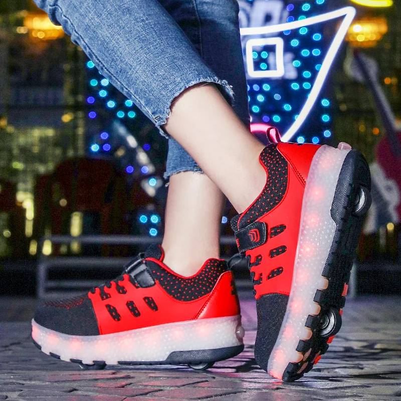Высококачественные светящиеся кроссовки на роликах для мальчиков и девочек - Фотография_5