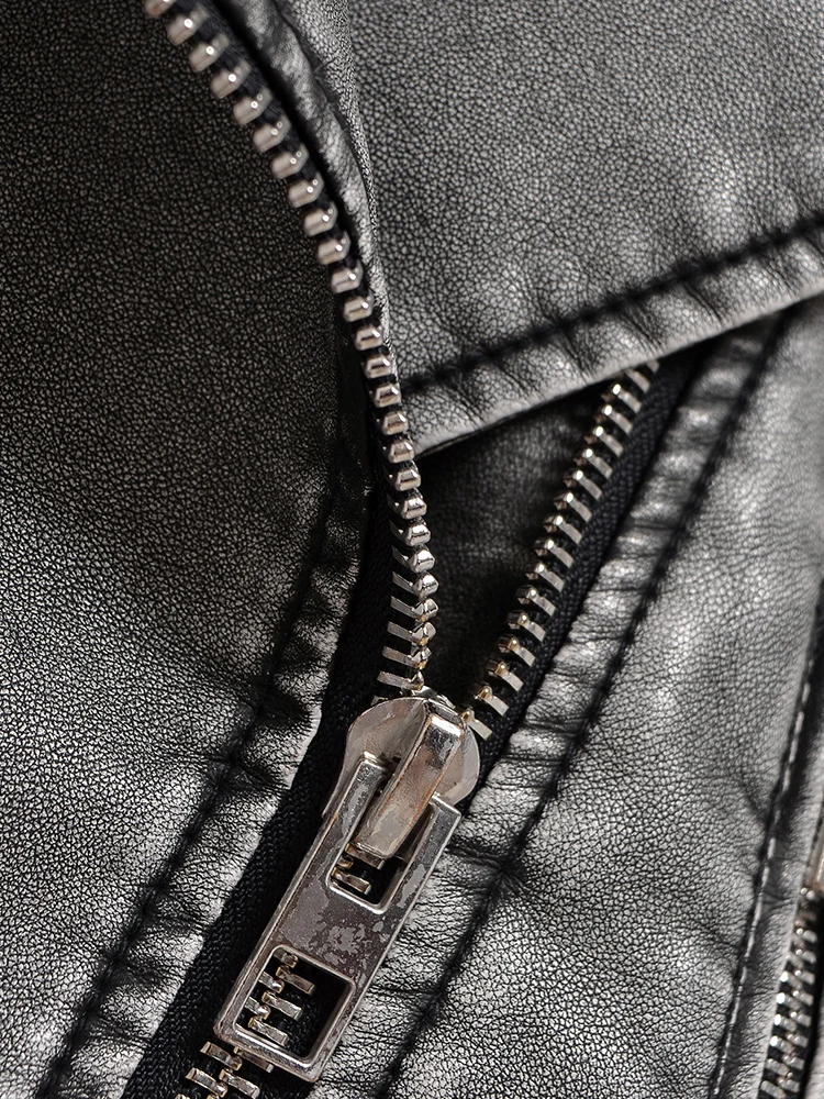 Ailegogo женская винтажная свободная короткая куртка из искусственной кожи - Фотография_4