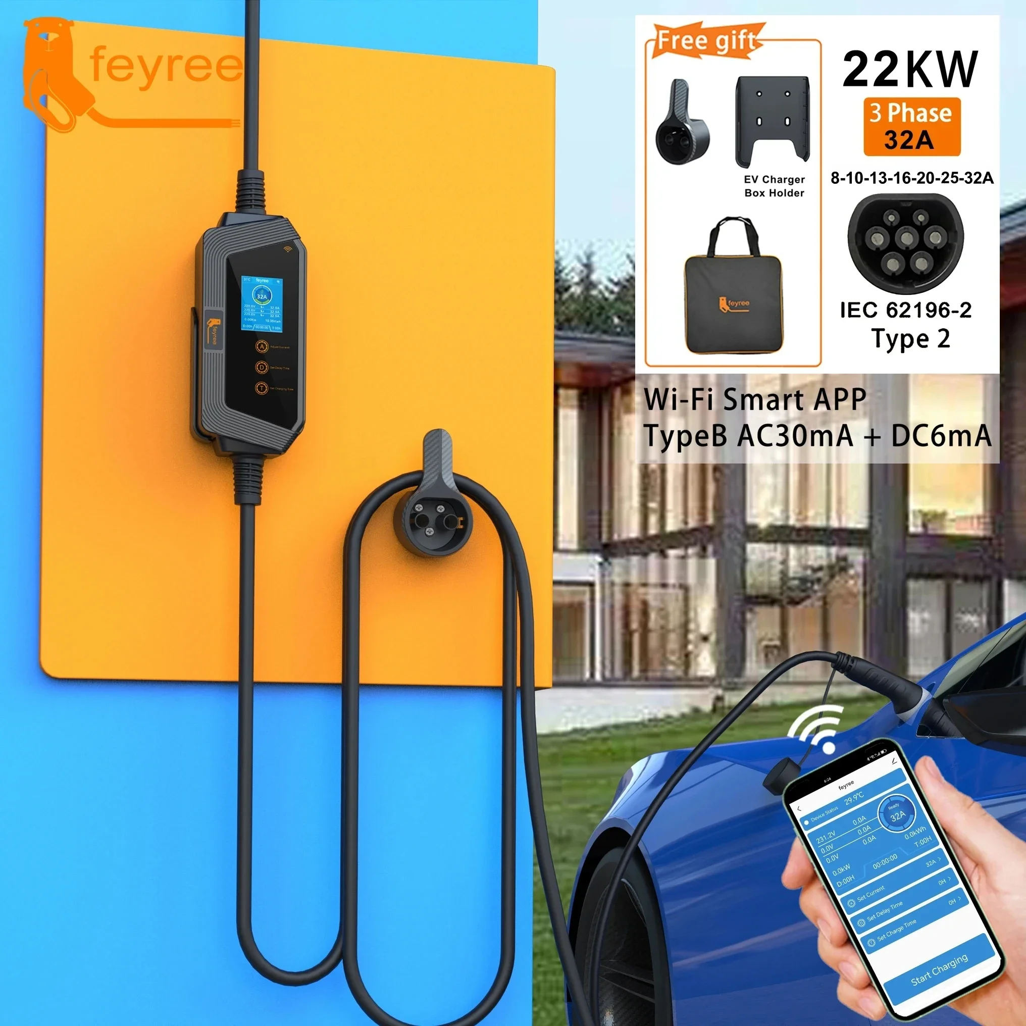 Feyree 22kw 32a 3-фазное портативное - Фотография_6