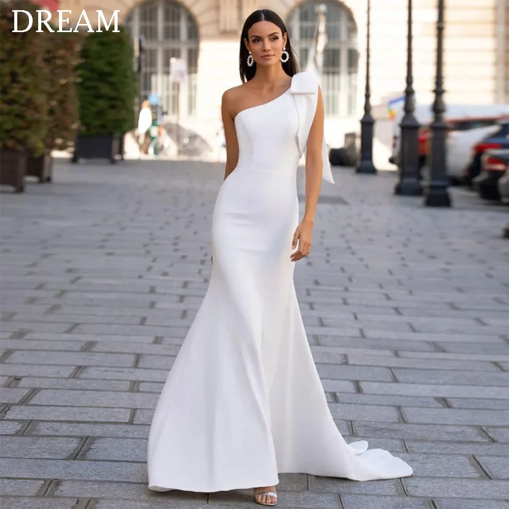 Dream простые белые длинные свадебные