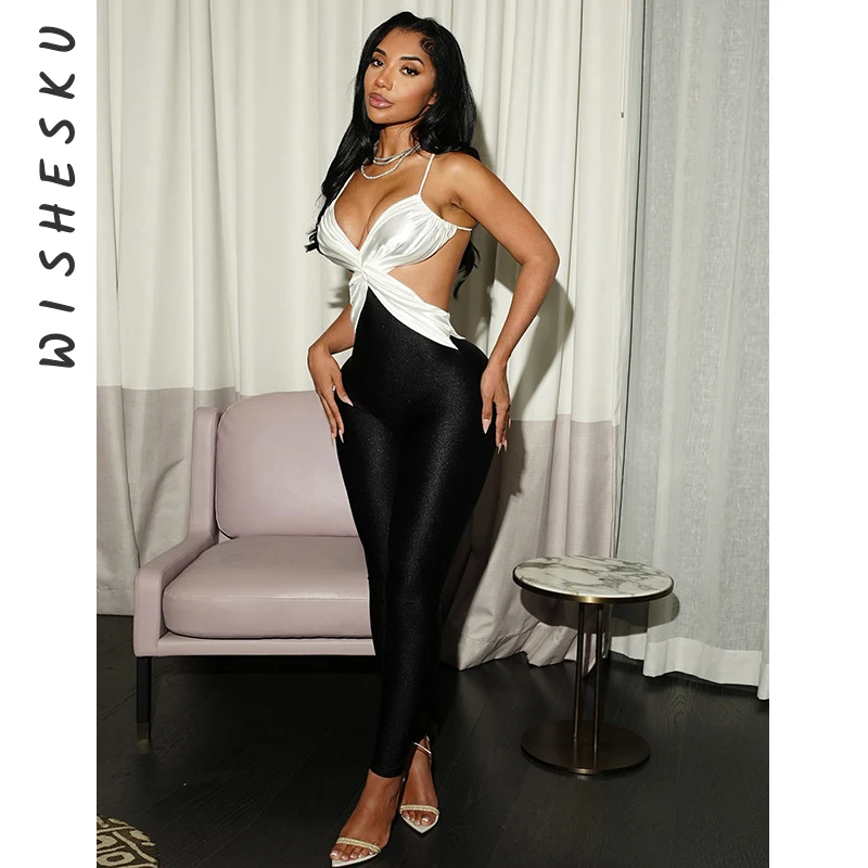 Сексуальные узкие комбинезоны на тонких бретельках с открытой спиной