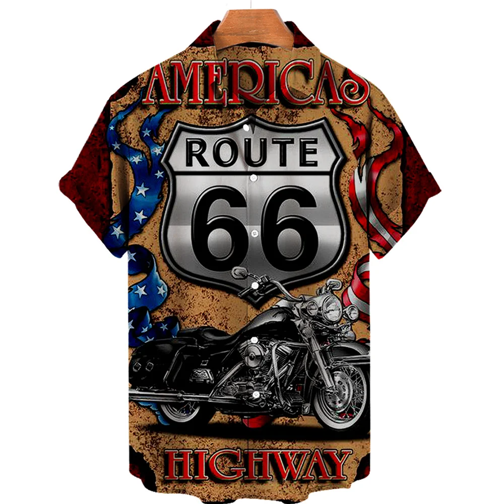 Гавайская новая мужская рубашка route 66 - Фотография_5